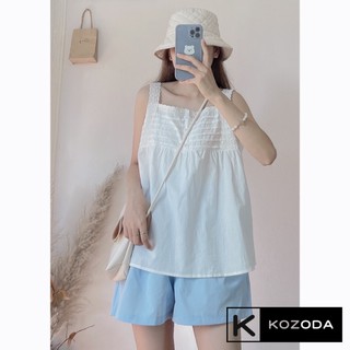 Set bộ 2 dây siêu xinh nàng thơ - Set bộ áo trắng quần xanh ulzzang phong cách Hàn Quốc Kozoda M52