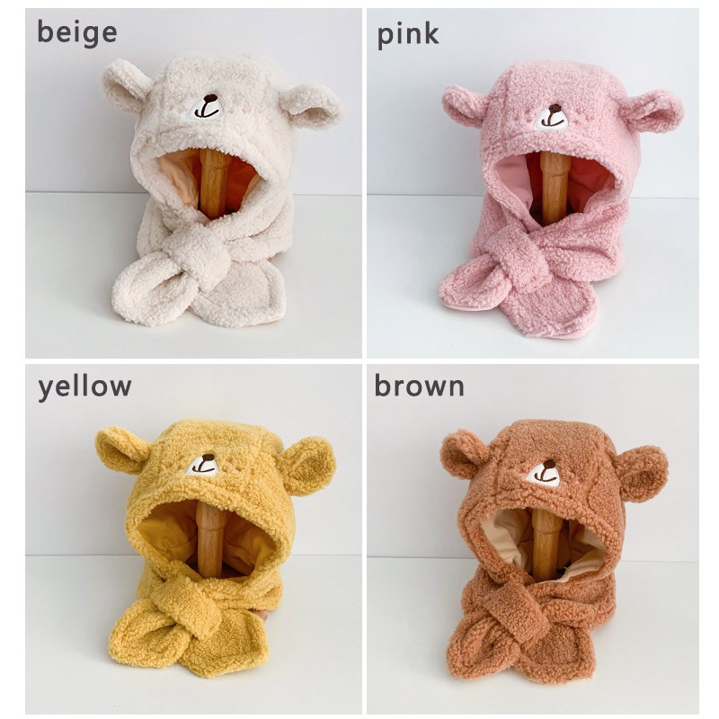 Mũ Tai Gấu Kèm Khăn Choàng Ấm Áp Cho Bé