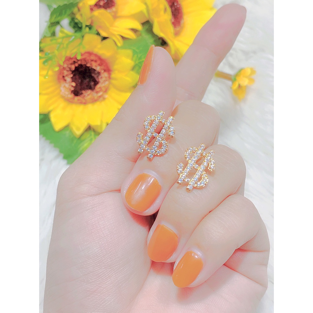 Bông tai nữ - phụ kiện nail đính đá UHA , chuôi cài chắc chắn, kiểu dáng hiện đại, thu hút, sang trọng B63