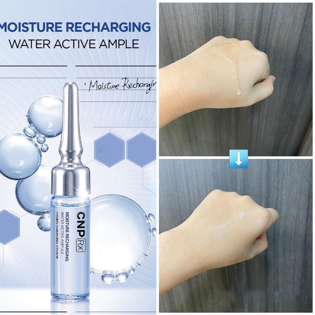 Gói sample tinh chất cấp nước keo ong xanh, serum căng bóng da - Cnp Rx Moisture Recharging Water Active Ampule 1ml