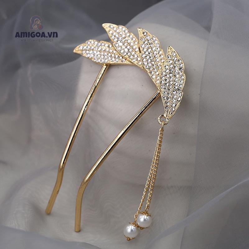 ✨✨Trâm Cài Tóc Hình Chữ U Phối Lông Vũ Tua Rua Thời Trang Cho Nữ