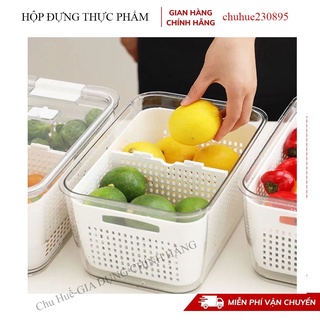Hộp đựng thực phẩm tủ lạnh 2 lớp, hộp chia ngăn bảo quản rau củ giúp tươi lâu hơn trong tủ lạnh