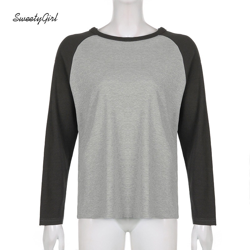 Áo Sweater Tay Dài Cổ Tròn Dáng Rộng Phối Màu Tương Phản Thời Trang 2022 Cho Nữ