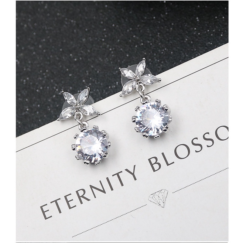 Đôi khuyên tai mạ bạc 925 đính đá thời trang sành điệu cho nữ