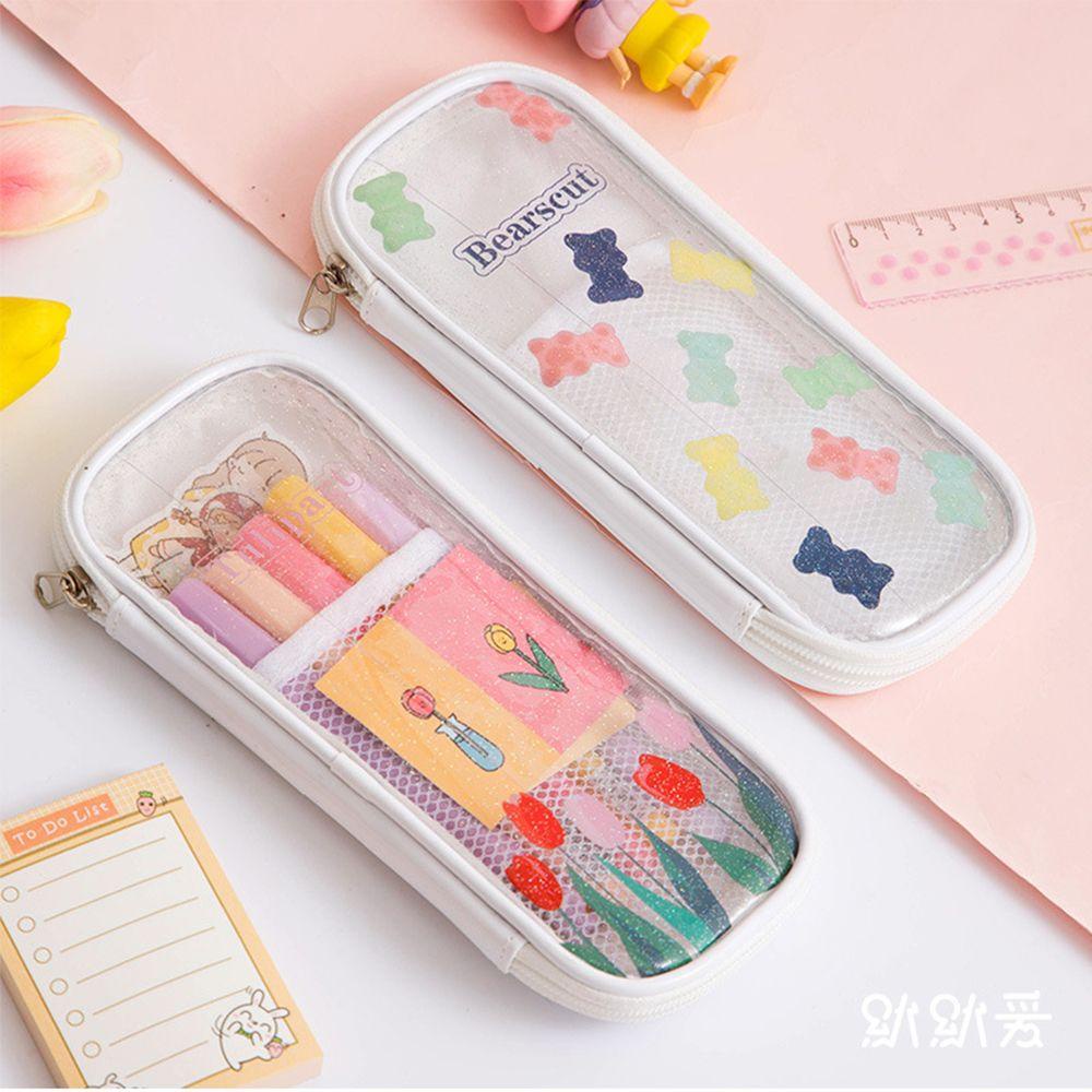 Túi Đựng Bút Họa Tiết Gấu Cherry Lấp Lánh Dễ Thương