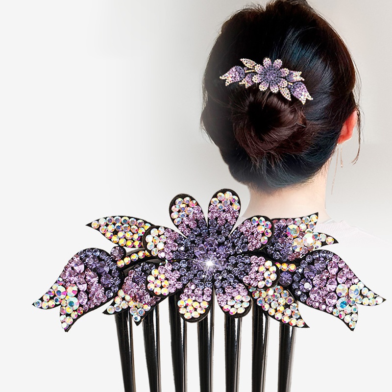 Cài Tóc Đính Đá Hình Hoa Xinh Xắn Chống Trượt Phong Cách Hàn Quốc Mới