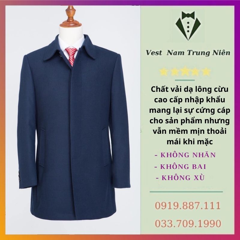 Áo Măng Nam Cao Cấp Chất Liệu Vải Dạ Lông Cừu Nhập Khẩu