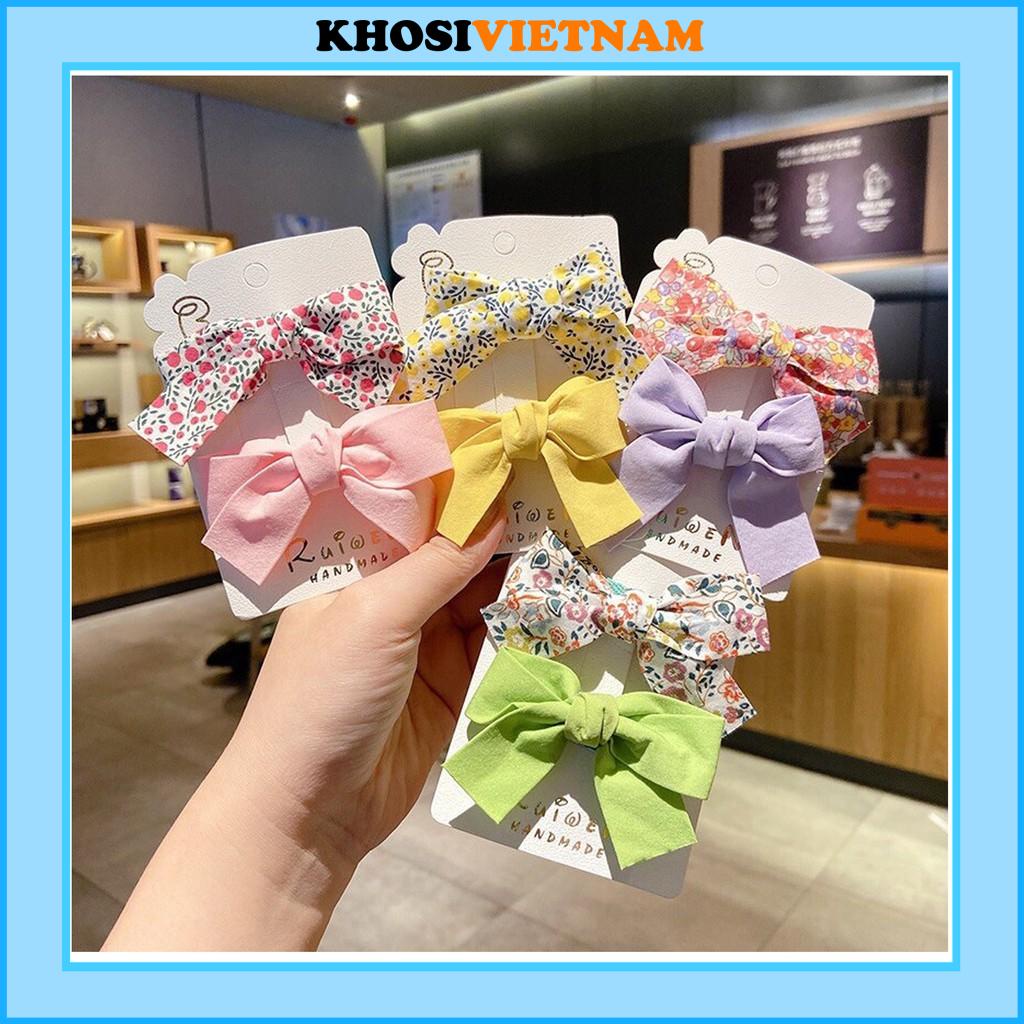 Set 2 kẹp tóc nơ Vintage siêu xinh diện Tết cho bé yêu mã KS204