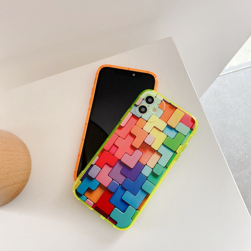 Suntaiho ốp lưng iphone Colorful 6D Geometric Textured Silicone Phone Case For iPhone 11 pro max 12 Pro Max 13 pro Xs 7 8 6 6s Plus iPhone xr xs max