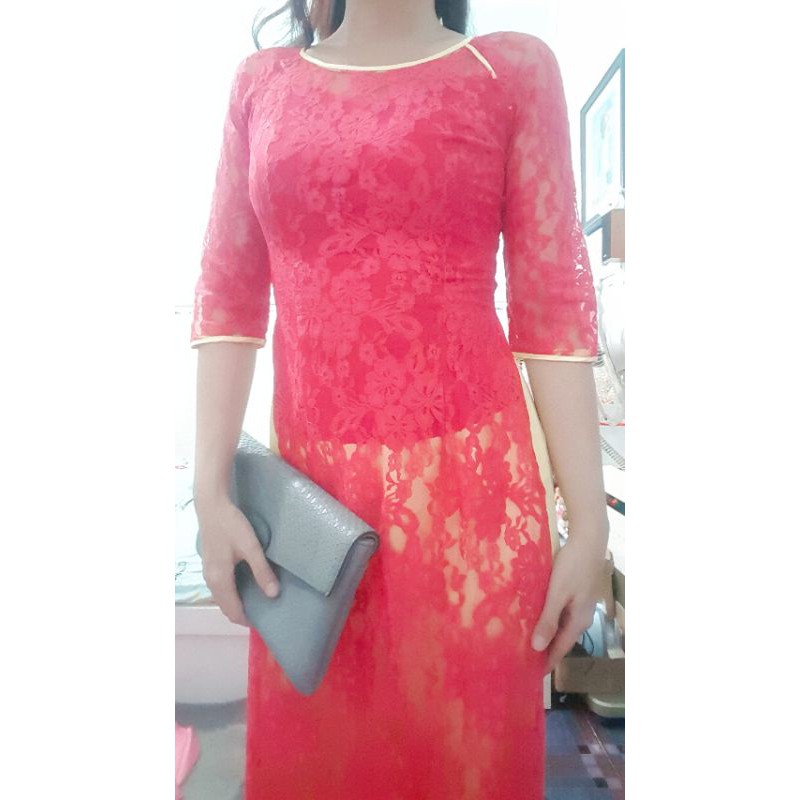 Thanh lý bộ áo dài ren đỏ