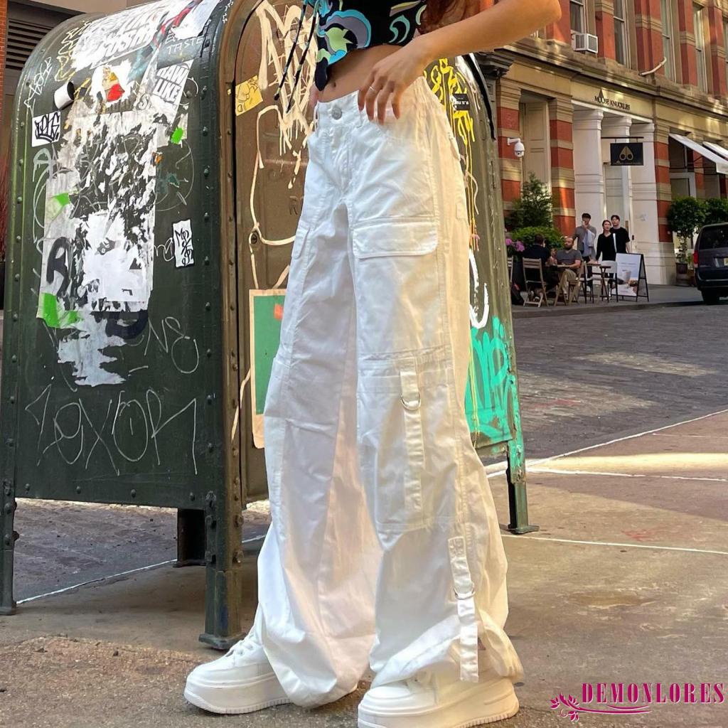 Quần Baggyumixi Y2k Dáng Rộng Lưng Thấp Phối Dây Rút Thời Trang Cho Nữ