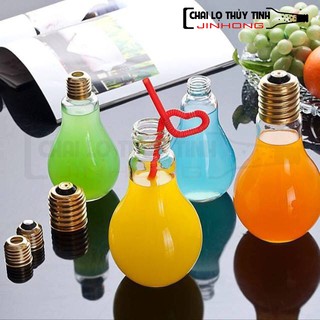 Bình thủy tinh bóng đèn 300ml nắp nhôm