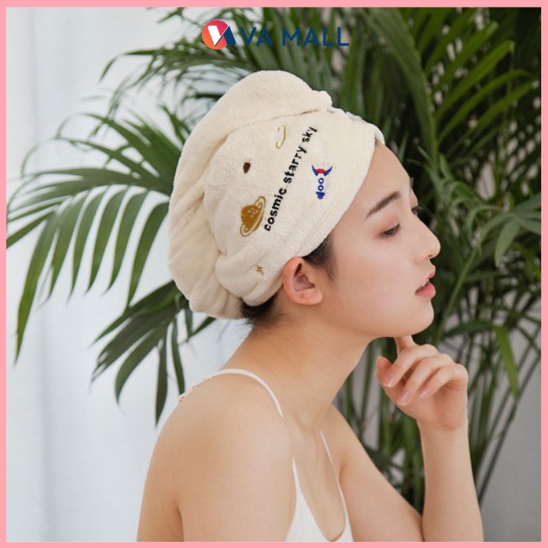 Khăn gội đầu quấn tóc cao cấp cho nữ mềm mịn thấm hút tốt