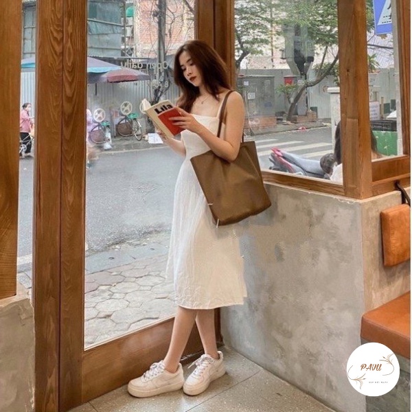 Váy hai dây dáng xòe tiểu thư, Đầm hai dây dáng xòe trẻ trung nữ tính | BigBuy360 - bigbuy360.vn