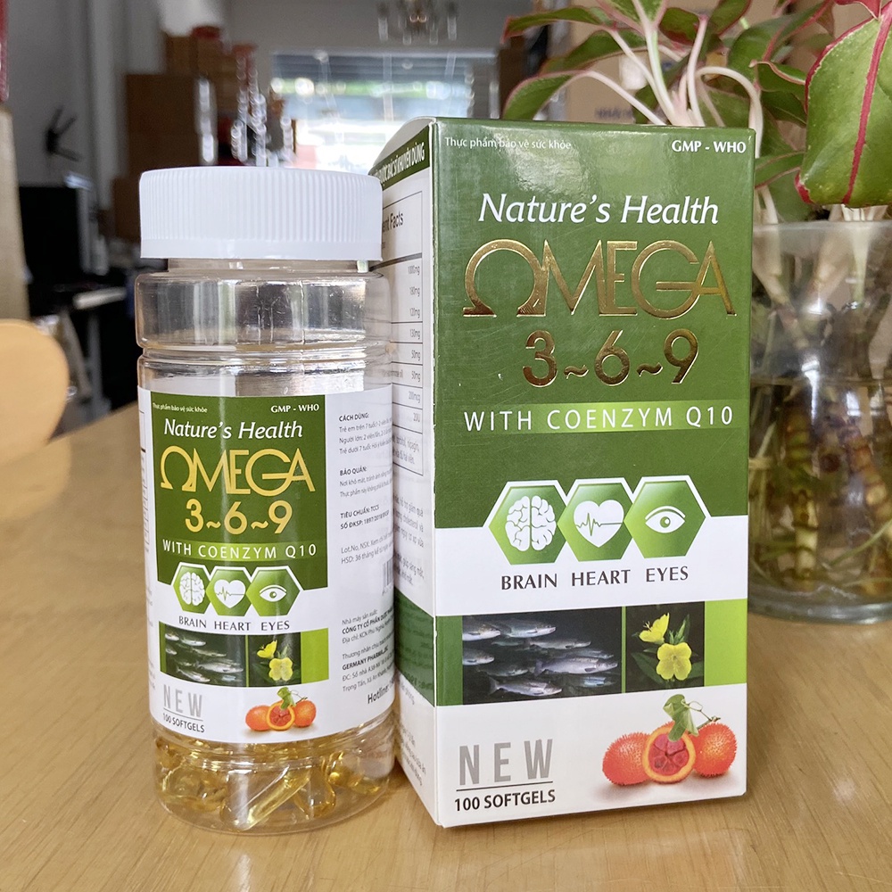 Viên uống dầu cá Omega 369, Dầu gấc, hoa anh thảo - 100 viên [Omega 369 Xanh lục]