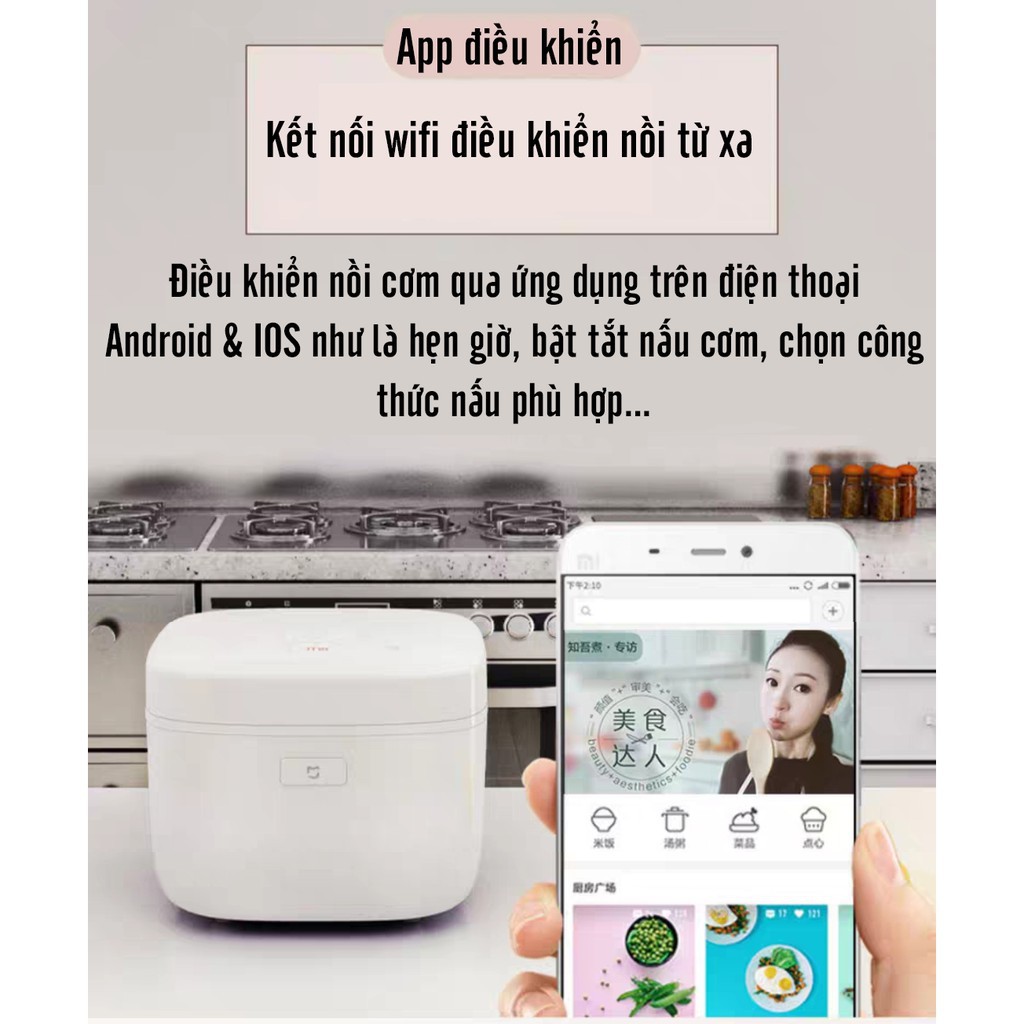 Nồi Cơm Điện Cao Tần Thông Minh Xiaomi Mijia 3L-4L IHFB02CM Điện Từ Cao Cấp Chính Hãng xa bằng ứng dụng a VT161