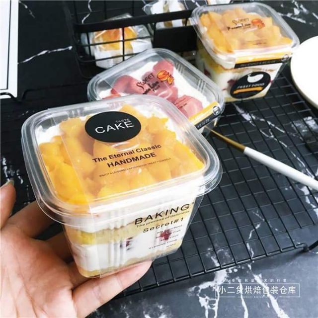 Combo 10 Hộp Pét Nhựa Đựng Mousse/Tiramitssu/Kem/Thạch/Pudding Mẫu Tròn Và Vuông