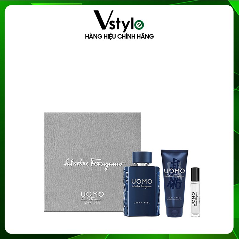 Bộ Quà Tặng Nước Hoa Nam Salvatore Ferragamo Uomo Urban Feel EDT 100ml-100ml-10ml