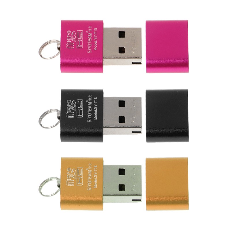 Utake Portable Mini Aluminum Alloy USB 2.0 A Micro SD TF Memory Card Reader Adapter