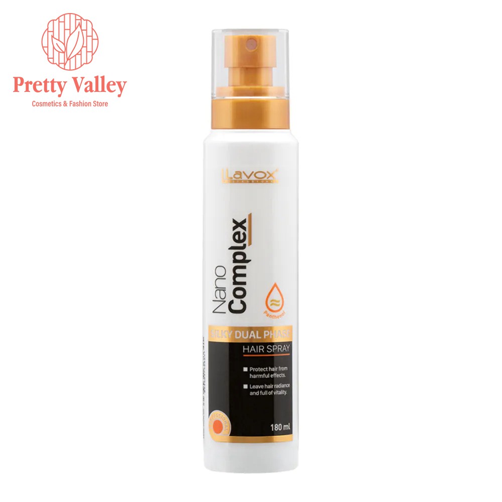 Xịt dưỡng ẩm tóc Lavox Nano Complex Silky Dual Phase Hair Spray siêu mềm mượt 180ml - Pretty Valley Store