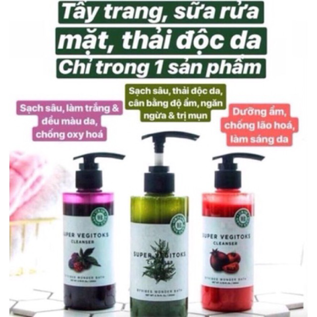 [Chính Hàng Hàn Quốc] Sửa Rửa Mặt Rau Củ Thải Độc Da Super Vegitoks Cleanser 300ml