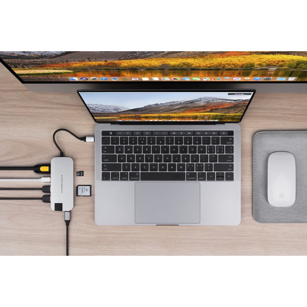 Cổng chuyển Hyperdrive SLIM 8 in 1 USB-C Hub for MacBook, PC & Devices - Bảo hành 12 tháng