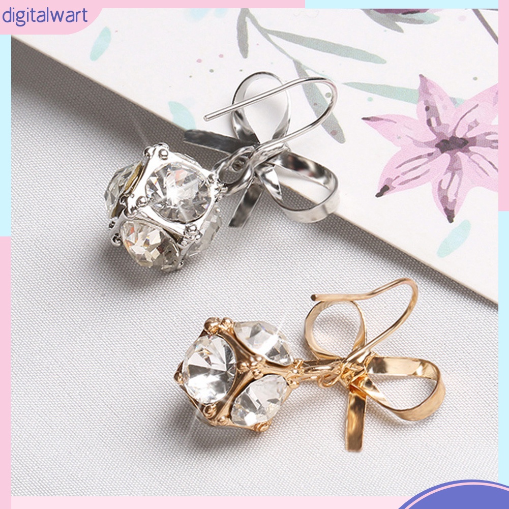 Đôi bông tai hình nơ phối đính đá kiểu dáng trẻ trung cho nữ