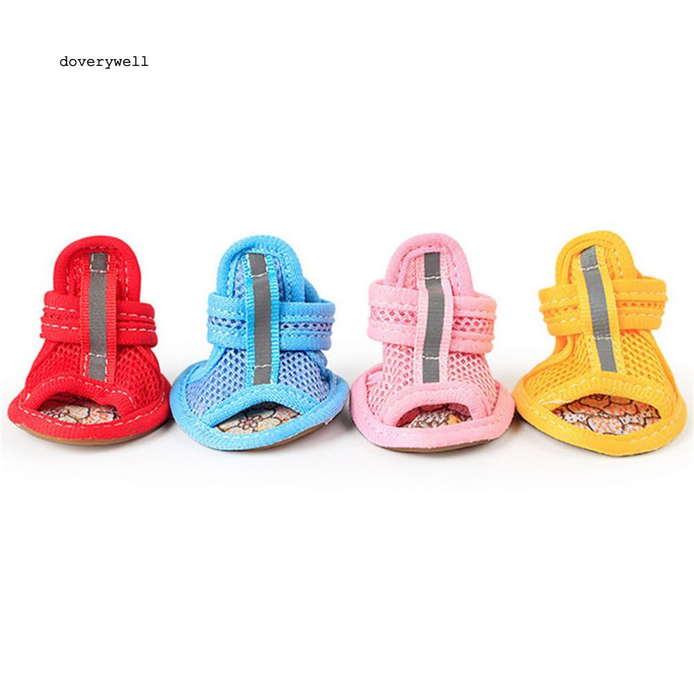 Set 4 Chiếc giày sandal đế mềm chống trượt cho thú cưng