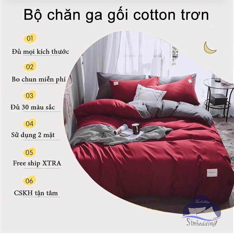 Bộ Chăn Ga Gối 💎SALE💎 phao nhẹ màu trơn hàn quốc chăn ga gia đình khách sạn chất liệu Cotton cao cấp ấm áp simbedding | BigBuy360 - bigbuy360.vn