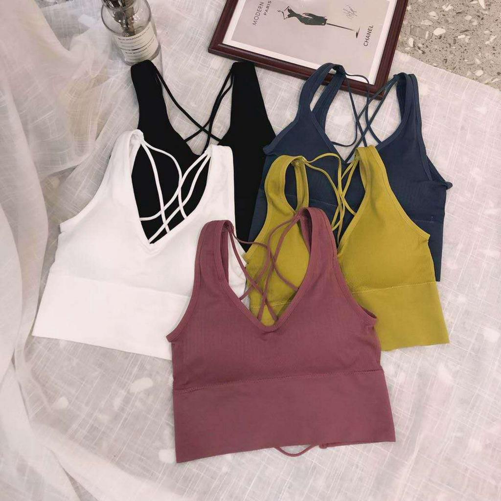 Áo croptop hai dây cổ chữ V cột dây sau lưng quyến rũ gợi cảm