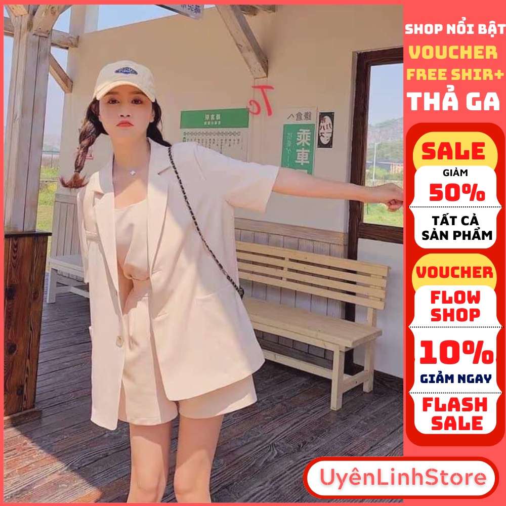 Áo vest cộc tay - Set bộ vest blazer nữ ngắn tay phong cách Hàn Quốc 2022 sang chảnh