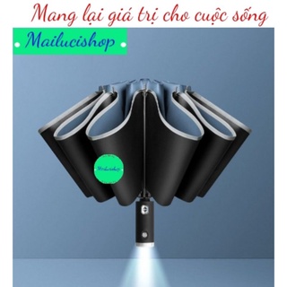Ô dù cao cấp, ô Dù xịn Che Mưa Đi Nắng Tự Động Xếp Gấp Gọn Chống UV Cao Cấp Cho Ô Tô Xe Hơi CÓ ĐÈN PIN