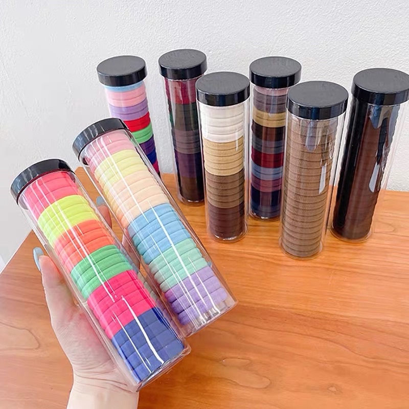 Hộp ống 20 dây thun cột tóc/chun buộc tóc loại 1 nhiều màu hot trend chuẩn xịn siêu co giãn sử dụng nhiều lần