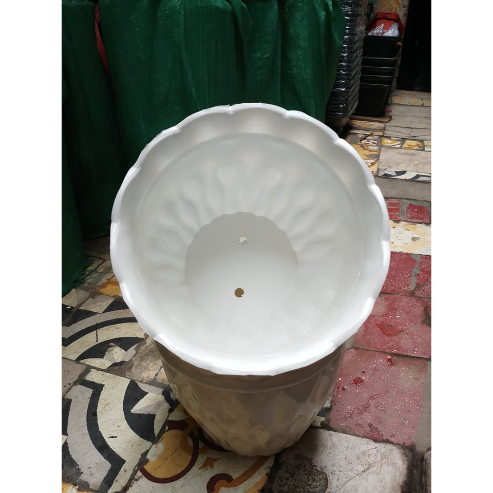 (30x25cm)Chậu nhựa cứng cao cấp vân lưới miệng hoa size 4 to nhất