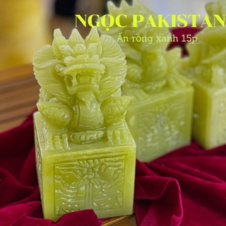 Ấn rồng đá ngọc onyx xanh , ấn rồng phong thủy để bàn - cao 10cm & 12cm & 15cm