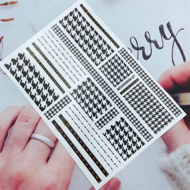 Sticker lụa cao cấp sọc kẻ caro dán móng nail