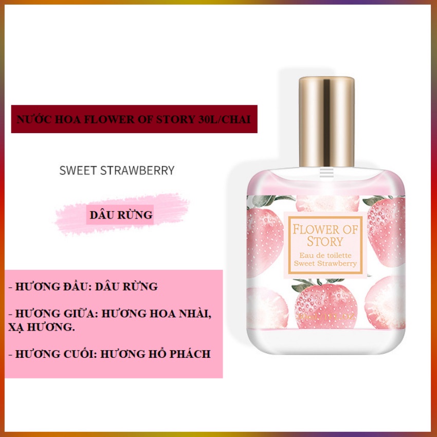 Nước Hoa Xịt thơm toàn thân Flower of story hương Dâu 30ml/chai