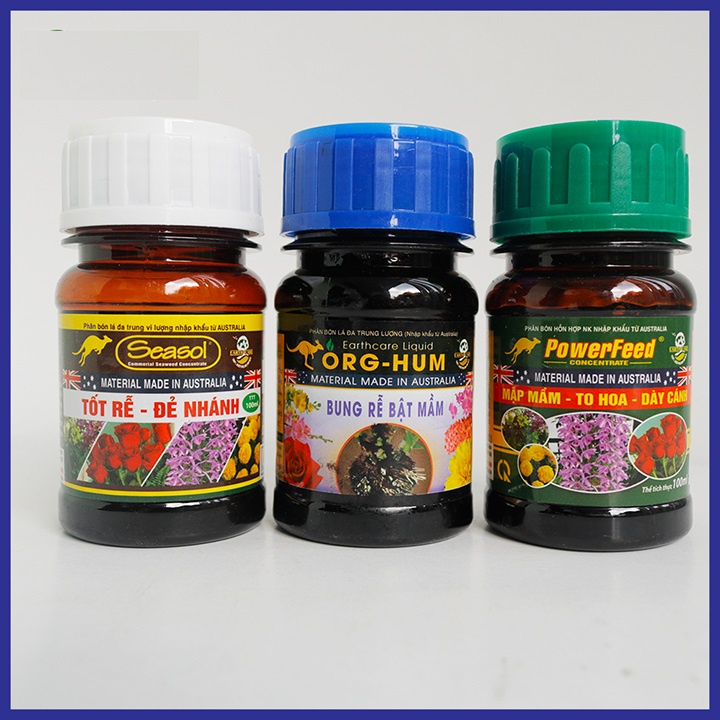 Combo Bộ Ba Kích Rễ - Kích Chồi - Kích Hoa Seasol - Org Hum - Powerfeed 100ml/chai