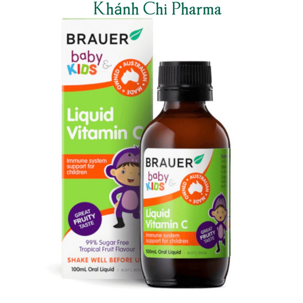 Brauer liquid vitamin C chai 100ml (Nhập khẩu chính hãng Úc). Bổ sung vitamine C giúp tăng đề kháng cho bé