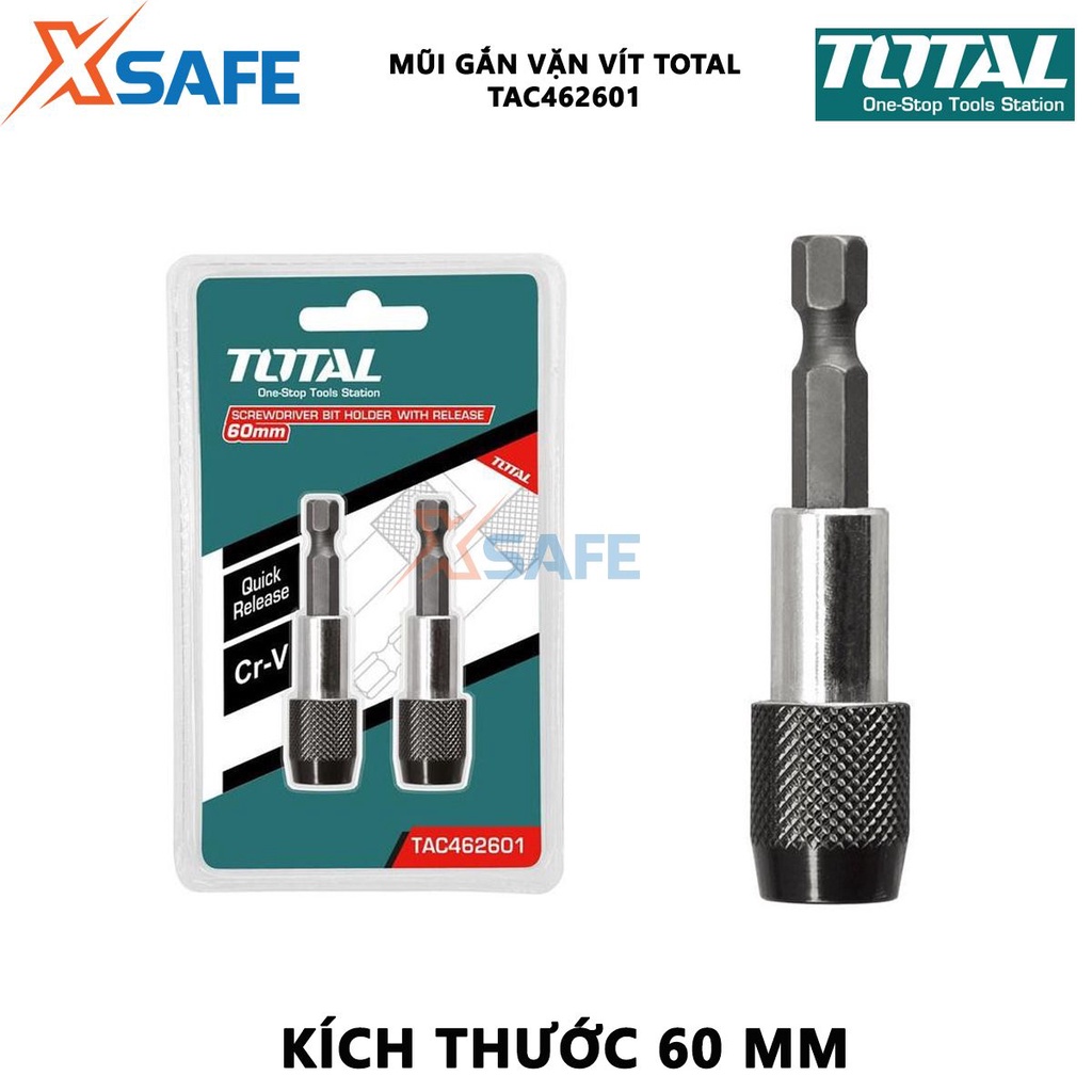 Mũi gắn vặn vít TOTAL TAC462601 size 60mm, kích thước 13cmx3cmx17cm, chất liệu thép, Cr-V, nhôm cứng cáp