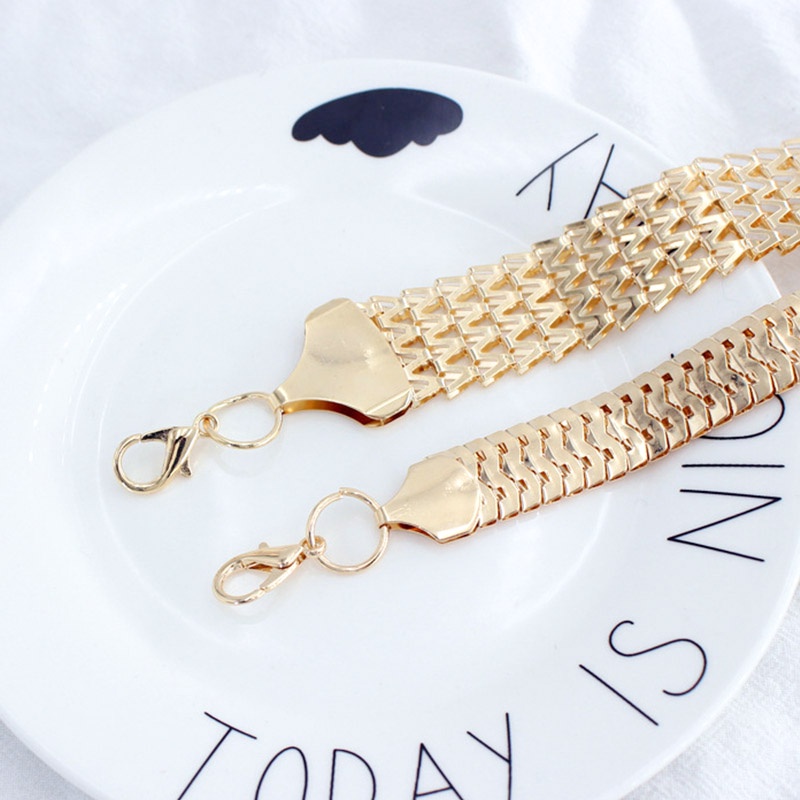 Thắt Lưng Dây Xích Kim Loại Mạ Vàng Phối Tua Rua Có Thể Điều Chỉnh Thời Trang Cho Nữ