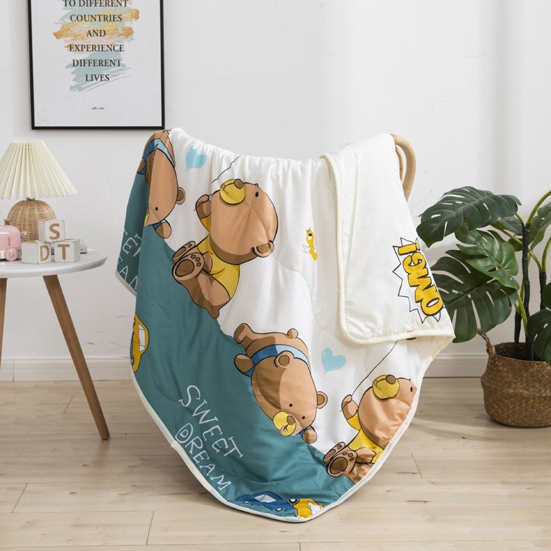 [SIÊU GIẢM GIÁ] Chăn trẻ em cotton đũi hè thu 2 mặt cho bé nhiều mẫu mới, mền đến trường, đắp văn phòng 1mx1m4 siêu