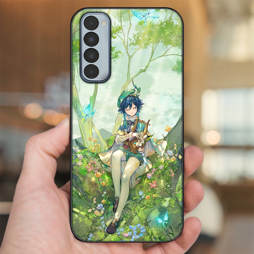 Ốp lưng Oppo Reno 4 Pro viền đen in hình Venti Genshin Impact