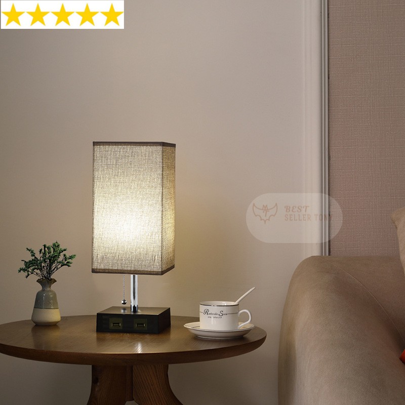 Đèn ngủ để bàn công nghệ mới 2USB 2Power Bedside Table Lamp