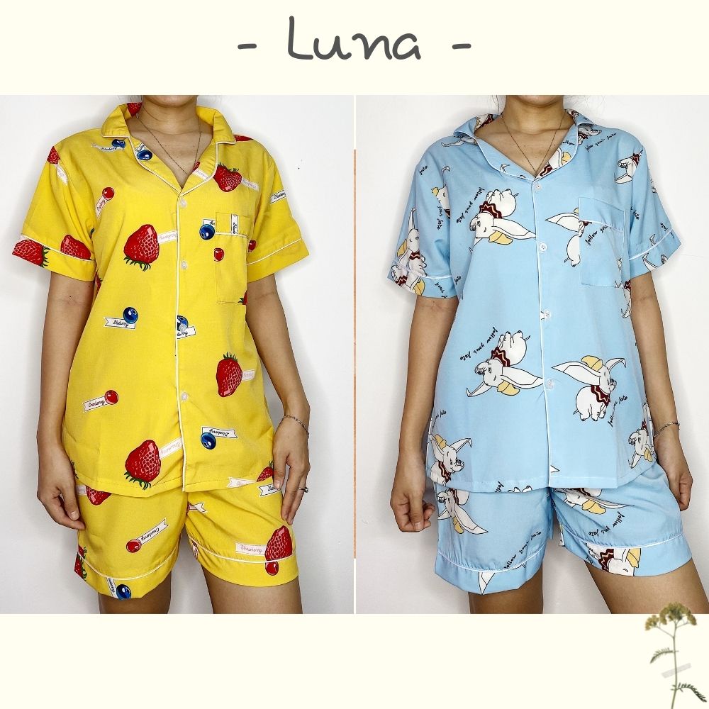 Bộ đồ pijama lụa mặc nhà nữ lụa Thái thoáng mát họa tiết hình thú bigsize LUNA