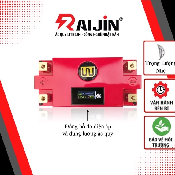 Bình ắc quy xe máy lithium WEX3R18-MF điện áp 12,8V 390CCA nhập khẩu USA dành cho xe mô tô dung tích xi-lanh lớn.