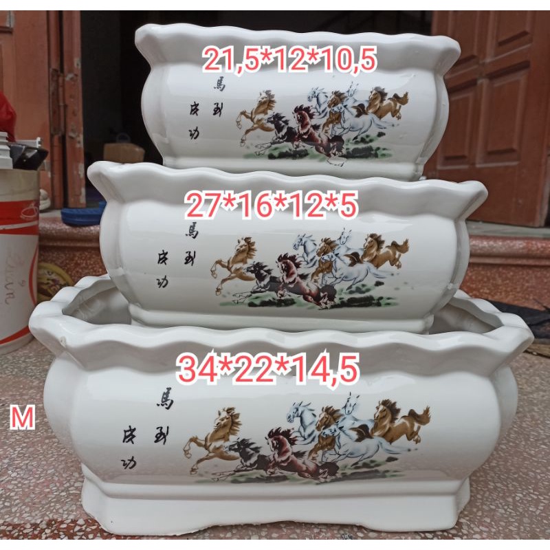 Chậu chữ nhật mã đáo thành công Bát tràng