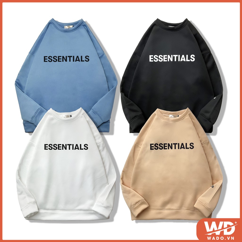 Áo sweater ESSENTIALS Wado chất liệu nỉ bông mềm mịn form rộng oversize dáng ulzzang gồm 6 màu