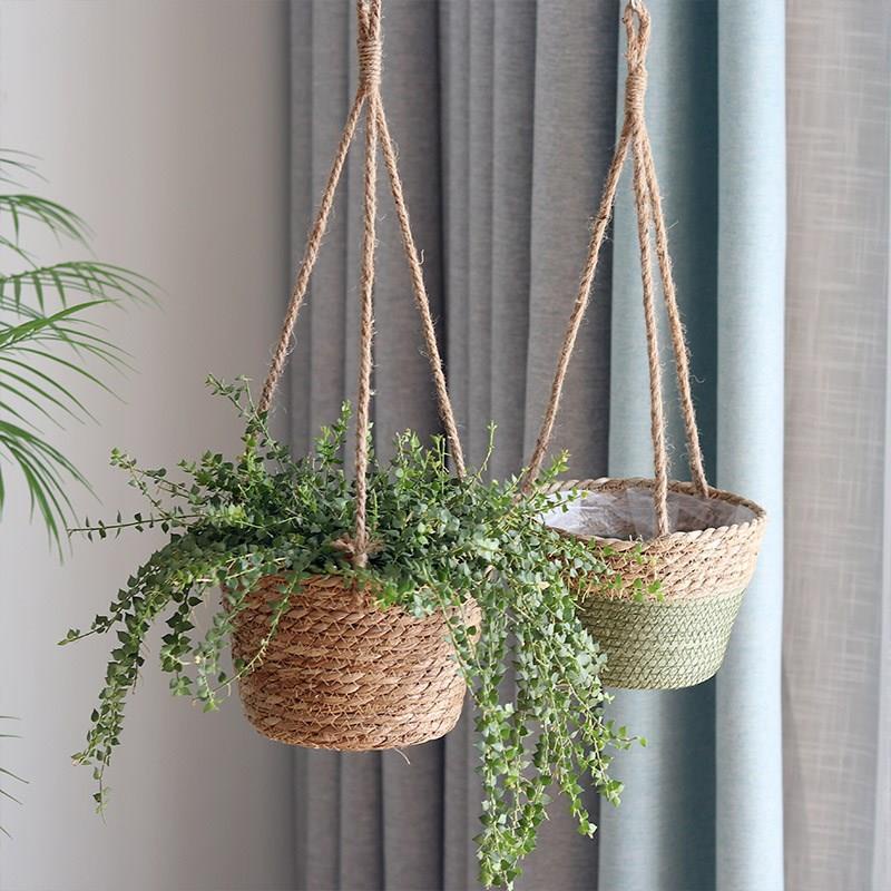 Giỏ Treo Trang Trí Bằng Dây Mây Sáng Tạo Phong Cách Bắc Âu Dành Cho Trồng Hoa