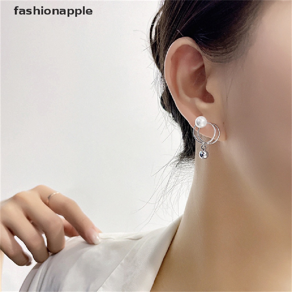 Đôi Khuyên Tai Tròn Gắn Hạt Ngọc Trai Thời Trang Cho Nữ